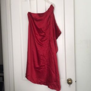 Badgley Mischka Red Silk One Shoulder Dress Size S
